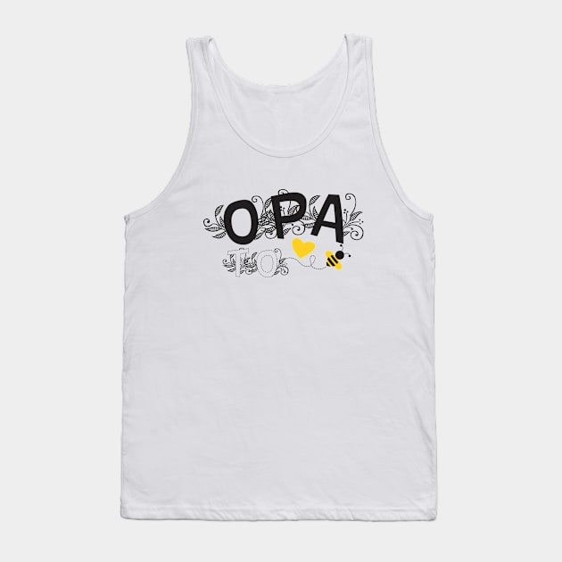 Opa To Be | Modern Cute Black And White Floral Typography With Yellow Bee And Heart | New Baby Announcement Tank Top by ZAZIZU